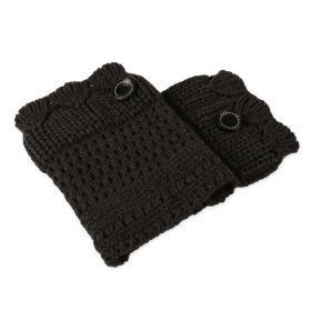 Women Winter Crochet Knit Leg Warmers (Option: Black)