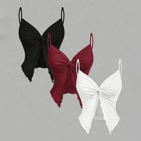 Women's 3-Piece Y2K Cami Set, Twist Front & Asymmetrical Spaghetti Strap Tops (Option: XS-Black Red Whtie)